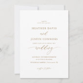 Gold Rustic Elegant Calligraphy Wedding Invitation Kaart (Voorkant)