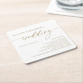 Gold Rustic Elegant Wedding Fun Facts Napkins Kartonnen Onderzetters (Schuin)