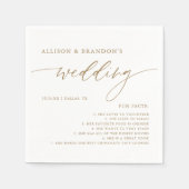 Gold Rustic Elegant Wedding Fun Facts Napkins Servet (Voorkant)