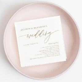 Gold Rustic Elegant Wedding Fun Facts Napkins Servet