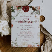 Gold Rustic Floral 50th Wedding Jubileum Kaart