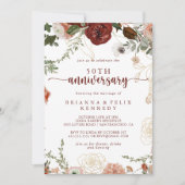 Gold Rustic Floral 50th Wedding Jubileum Kaart (Voorkant)