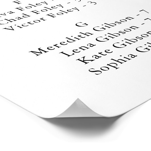 Gold Rustic Floral Alfabetical Seating Chart Poster (Hoek)