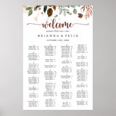 Gold Rustic Floral Alfabetical Seating Chart Poster (Voorkant)