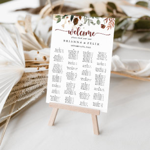 Gold Rustic Floral Alfabetical Seating Chart Poster