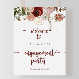 Gold Rustic Floral Engagement Party - Welkom Poster