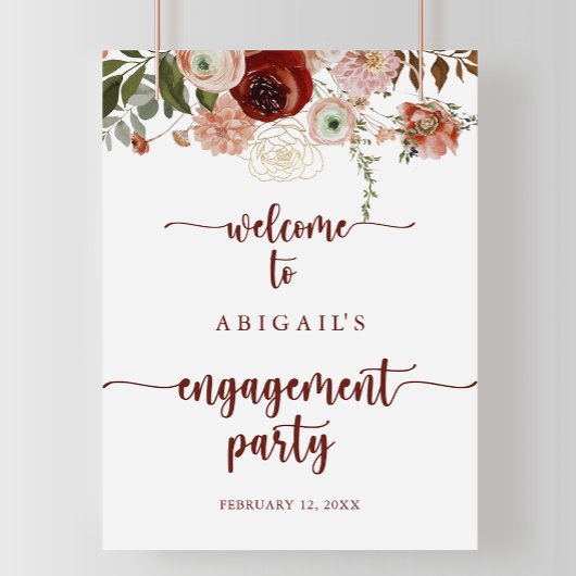 Gold Rustic Floral Engagement Party - Welkom Poster