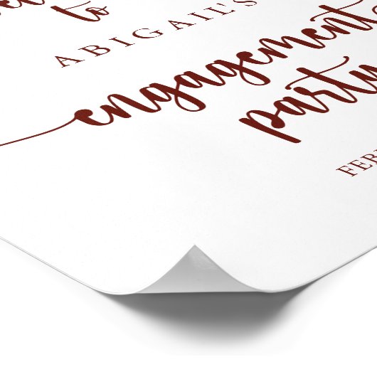 Gold Rustic Floral Engagement Party - Welkom Poster (Hoek)