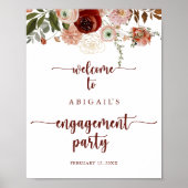 Gold Rustic Floral Engagement Party - Welkom Poster (Voorkant)