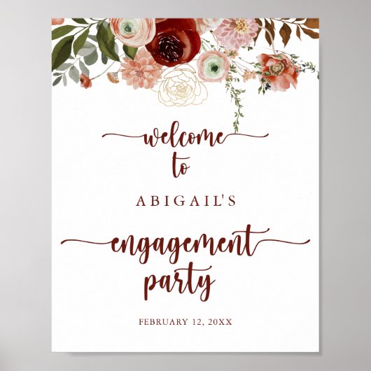 Gold Rustic Floral Engagement Party - Welkom Poster (Voorkant)