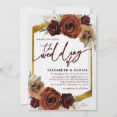 Gold Rustic Floral Pampas Grass Wedding Kaart (Voorkant)