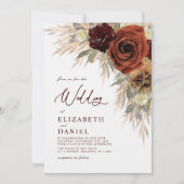 Gold Rustic Floral Pampas Grass Wedding Kaart (Voorkant)
