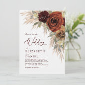 Gold Rustic Floral Pampas Grass Wedding Kaart (Staand voorkant)