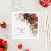 Gold Rustic Floral Pampas Grass Wedding Servet (Insitu)