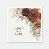 Gold Rustic Floral Pampas Grass Wedding Servet (Voorkant)