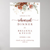 Gold Rustic Floral Rehearsal Dinner Welcome Sign Poster (Voorkant)