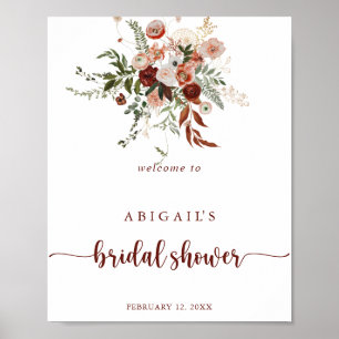 Gold Rustic Floral Vrijgezellenfeest Welkom Poster
