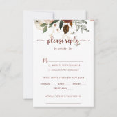 Gold Rustic Floral Wedding Menu Keuze RSVP (Voorkant)
