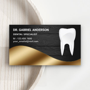 Gold Rustic Grey Wood Tooth Dental Clinic Dentist Visitekaartje