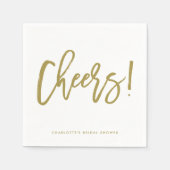 Gold Rustic Hand Lettering Cheers Wedding Napkin Servetten (Voorkant)