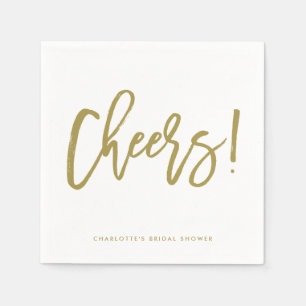Gold Rustic Hand Lettering Cheers Wedding Napkin Servetten