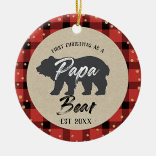Gold Rustic Kerstmis als Papa-Beer-sieraar Keramisch Ornament