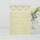 Gold Rustic Lace & Barn Wood Wedding Invitations Kaart (Staand voorkant)