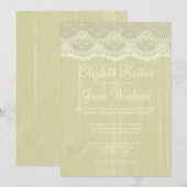 Gold Rustic Lace & Barn Wood Wedding Invitations Kaart (Voorkant / Achterkant)