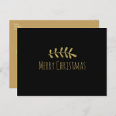 Gold Rustic Leaf Elegant Simple Black Modern Feestdagenkaart (Voorkant / Achterkant)
