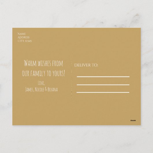 Gold Rustic Leaf Elegant Simple Black Modern Feestdagenkaart (Achterkant)