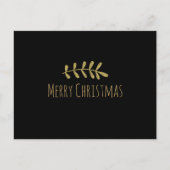 Gold Rustic Leaf Elegant Simple Black Modern Feestdagenkaart (Voorkant)