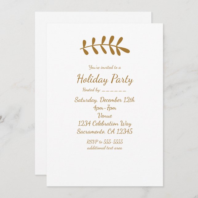 Gold Rustic Leaf Elegant White Herfst Invitation Kaart (Voorkant / Achterkant)