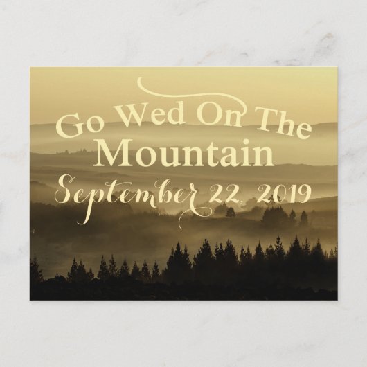 Gold Rustic Mountain Wedding Bewaar de datum Aankondigingskaart (Voorkant)