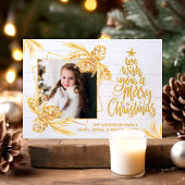 Gold Rustic Pine Wood Holiday Foto met kerstmis Ka