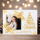 Gold Rustic Pine Wood Holiday Foto met kerstmis Ka