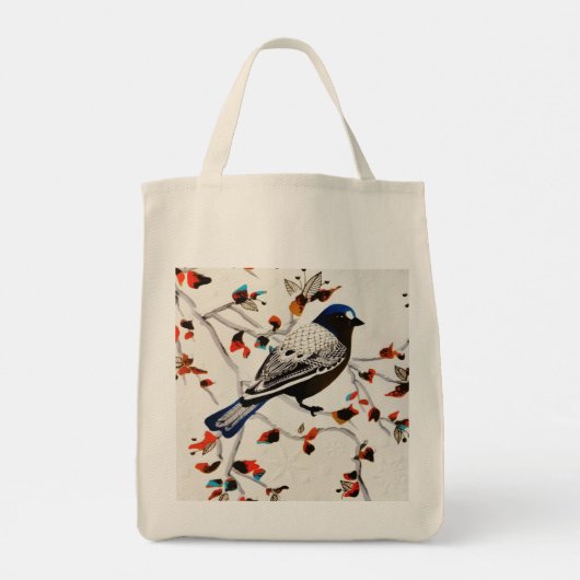 Gold Rustic Snowflake Winter Bird Tote Bag (Achterkant)