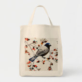 Gold Rustic Snowflake Winter Bird Tote Bag (Voorkant)