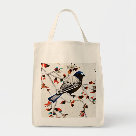 Gold Rustic Snowflake Winter Bird Tote Bag (Voorkant)