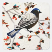 Gold Rustic Snowflake Winter Bird Vierkante Sticker (Voorkant)