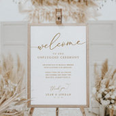 Gold Rustic Unplugged Wedding Ceremony Sign Poster