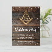 Gold Rustic Wood Holiday Masonic Kerstparty Kaart (Staand voorkant)