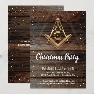 Gold Rustic Wood Holiday Masonic Kerstparty Kaart
