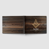 Gold Rustic Wood Masonic Guest Book | Freemason Gastenboek (Volledig)