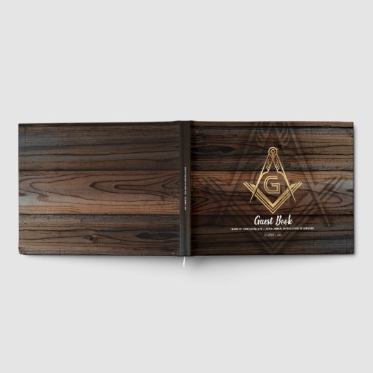 Gold Rustic Wood Masonic Guest Book | Freemason Gastenboek (Volledig)