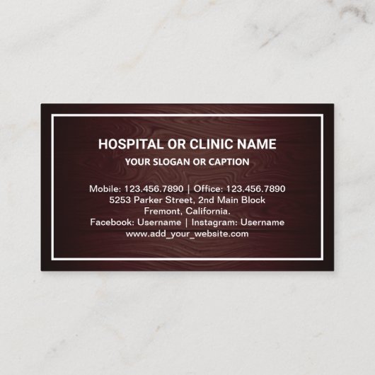 Gold Rustic Wood Tand Tandheelkundige kliniek Tand Visitekaartje (Achterkant)