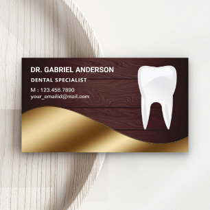 Gold Rustic Wood Tand Tandheelkundige kliniek Tand Visitekaartje