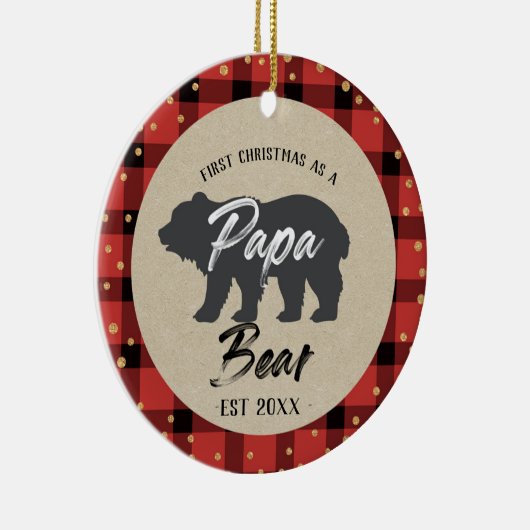 Gold Rustige kerst als Ornament van een Papa-Beer (Rechts)