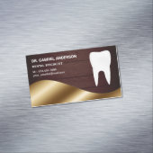 Gold Rustisch hout Tooth Dental Clinic Dentist Magnetisch Visitekaartje (Voorbeeld)