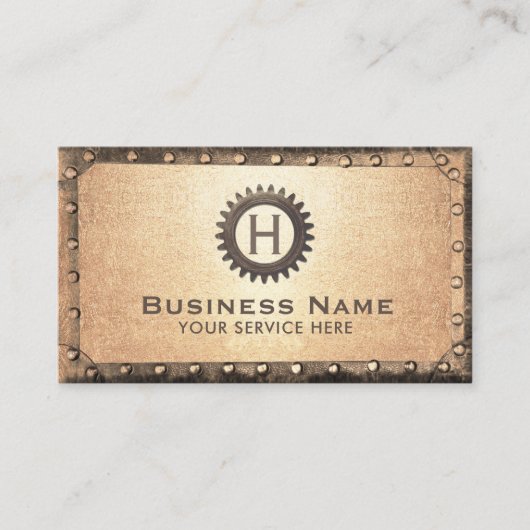  Gold Rusty Metal Framed Steampunk Visitekaartje (Voorkant)