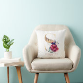 Gold S Monogram Floral Burgundy Red en Navy Blue Kussen (Stoel)